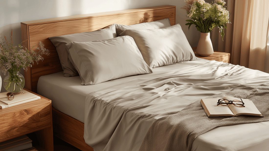 Soft, wrinkle-resistant queen bed sheet set from Sweet Sheets® shown on a modern bed with deep-pocket fitted sheet snugly in place