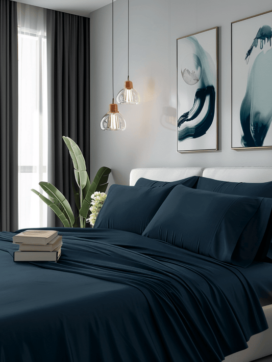 Sweet Sheets® “Blueberry Torte” Navy Blue Bed Sheet Set - Sweet Sheets®