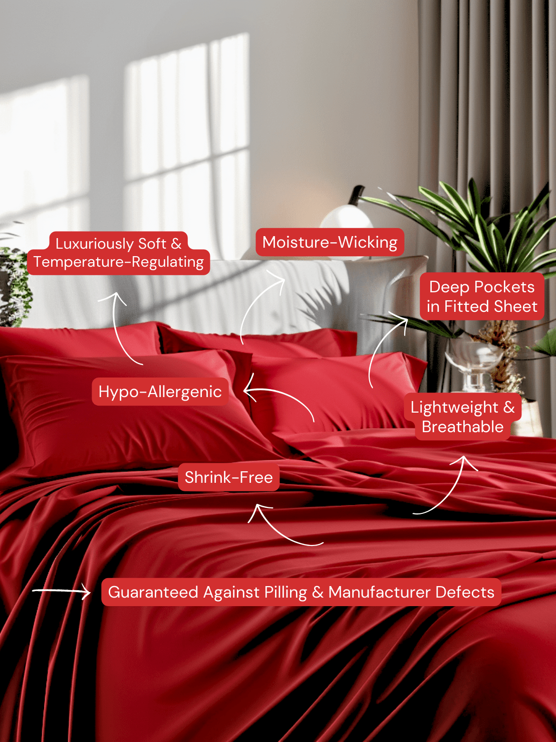 High-Quality Bright Red Bed Sheets for Ultimate Comfort and Long-Lasting Use from Sweet Sheets