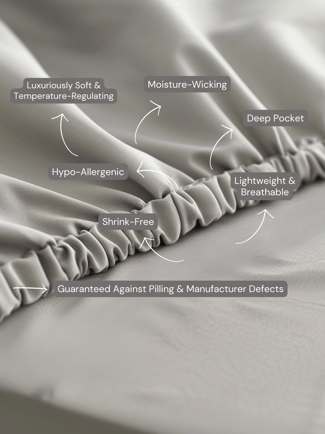 Light Gray Luxurious Fitted Sheets with Moisture-Wicking Properties for a Fresh Sleep Environment from Sweet Sheets