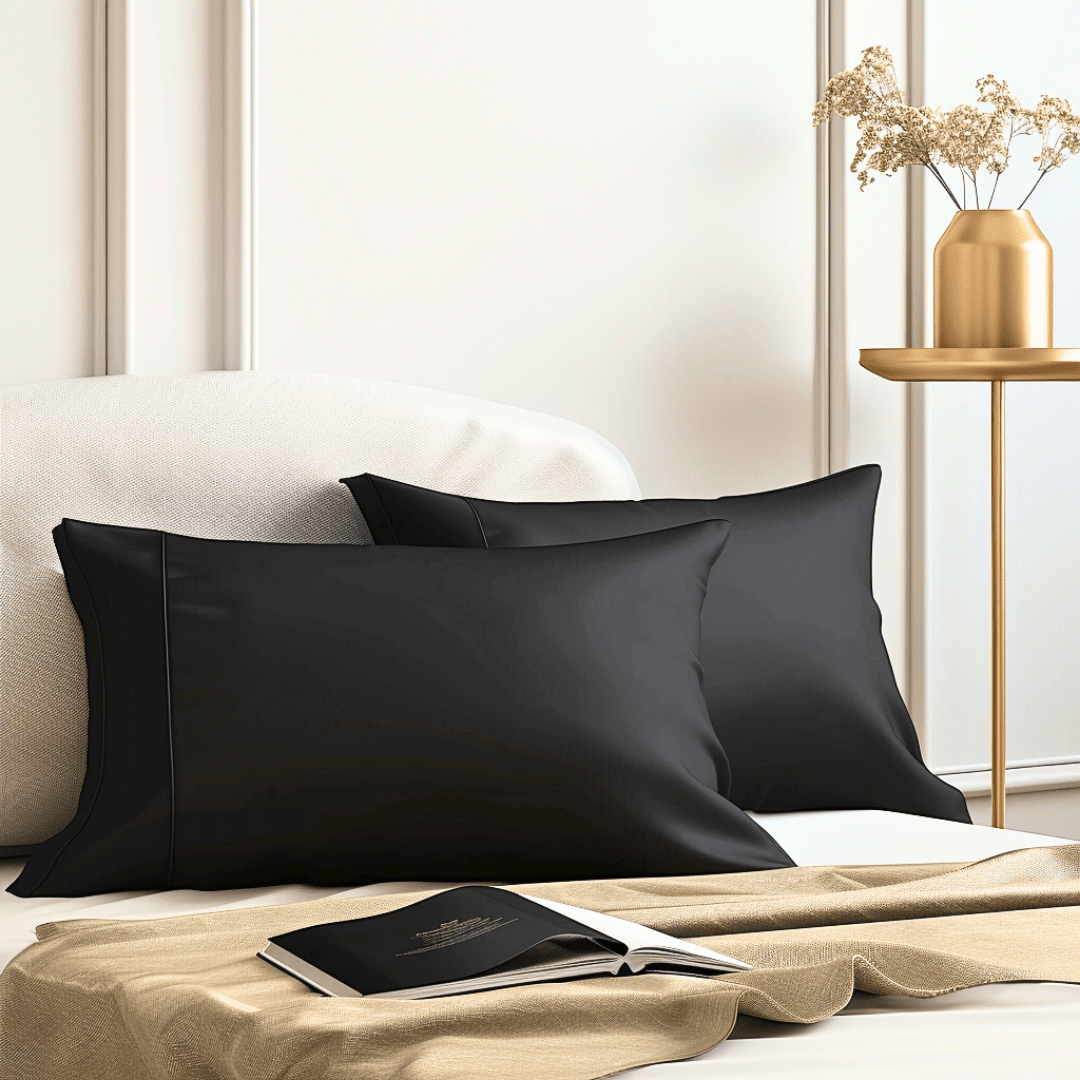 Black High-Quality King-Sized Pillowcases with Fade-Resistant Colors for Vibrant Bedroom Decor from Sweet Sheets