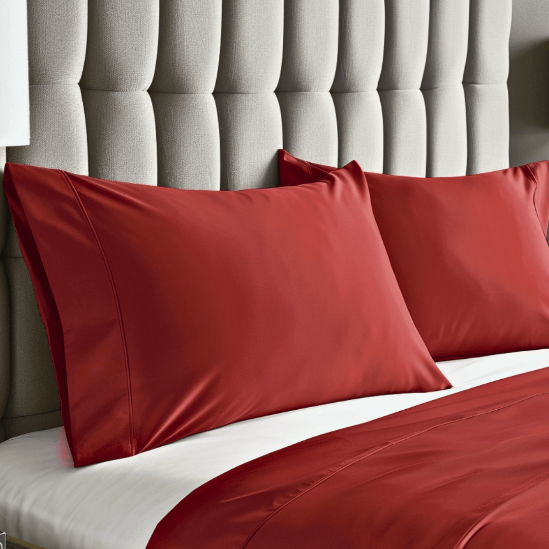 Red Wrinkle-Resistant King-Sized Pillowcases for Easy Care and Long-Lasting Durability from Sweet Sheets