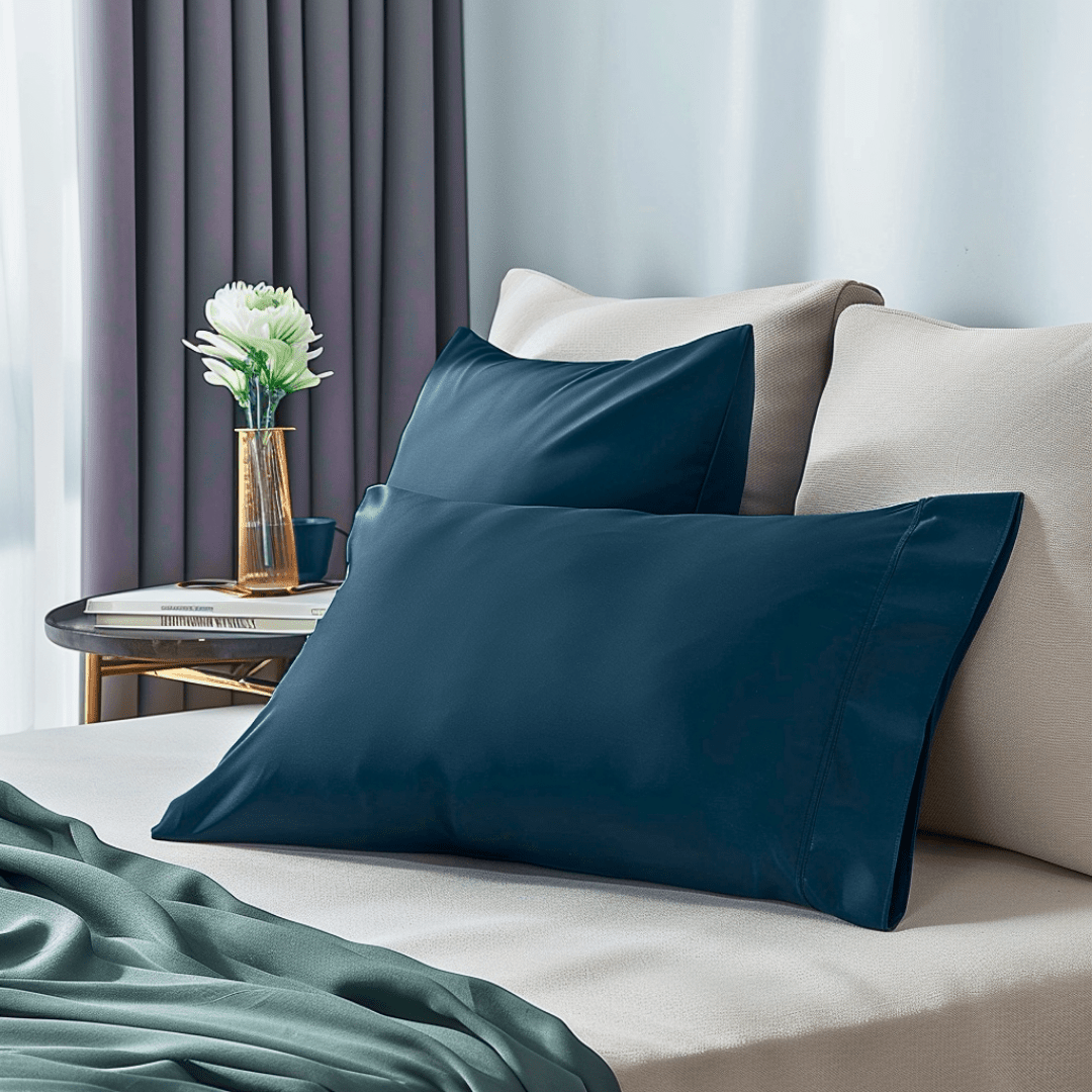 Navy Blue Durable King-Sized Pillowcases with Reinforced Seams for Ultimate Comfort and Longevity from Sweet Sheets