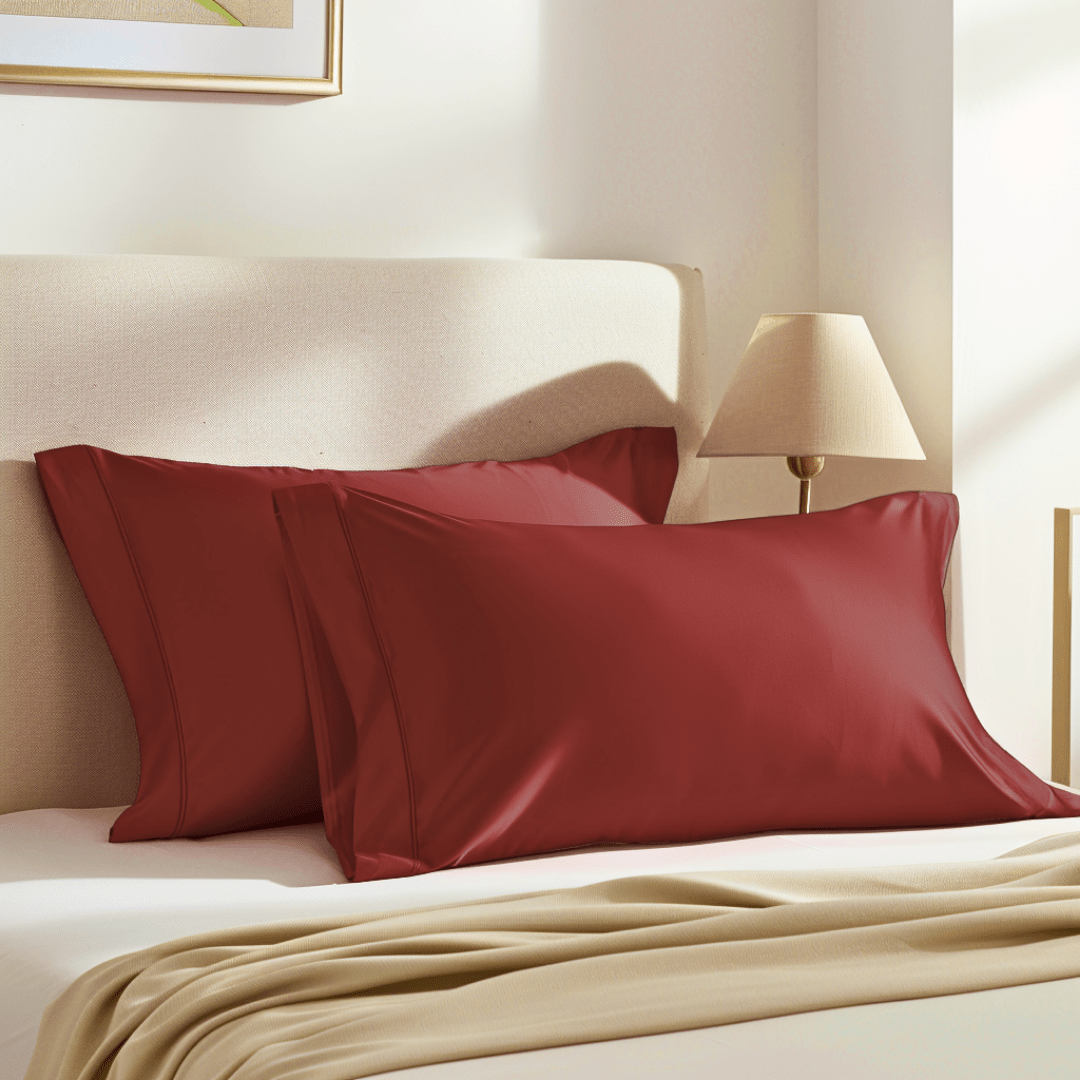 Deep Red Allergy-Resistant King-Sized Pillowcases for a Healthier Sleep from Sweet Sheets