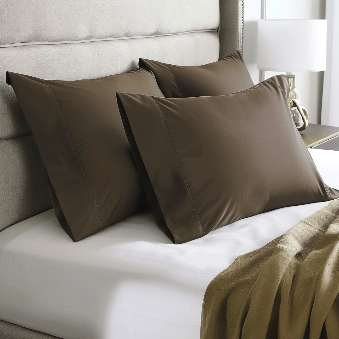 Brown Luxurious King-Sized Pillowcases with Moisture-Wicking Properties for a Fresh Sleep Environment from Sweet Sheets