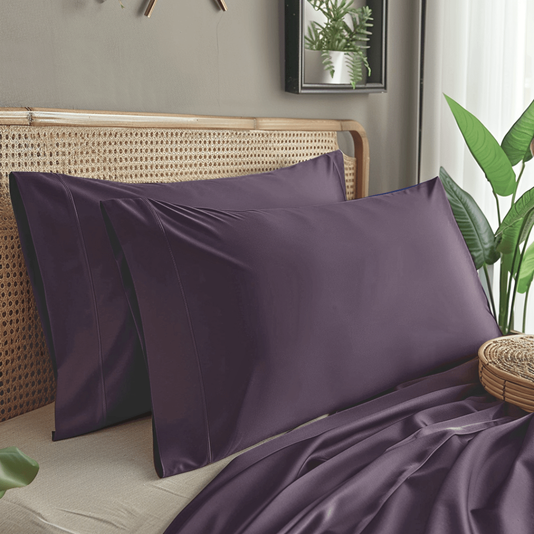 Dark Purple Elegant Light Gray King-Sized Pillowcases for a Sophisticated Look from Sweet Sheets