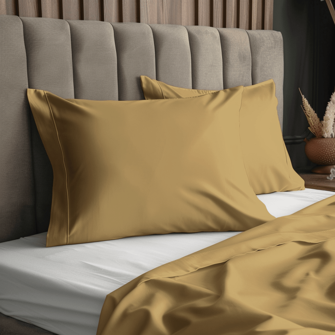 Dark Gold Yellow Machine Washable King-Sized Pillowcases for Convenient Care from Sweet Sheets