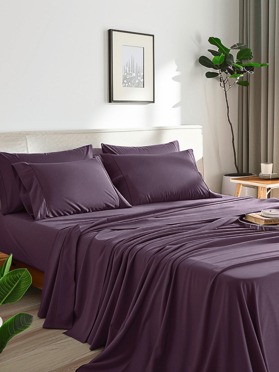 Elegant Dark Purple Bed Sheets with Deep Pockets for a Secure Fit and Stylish Look from Sweet Sheets