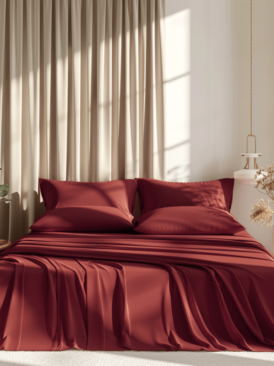 Wrinkle-Resistant Dark Red Bed Sheets for Easy Care and Long-Lasting Durability from Sweet Sheets