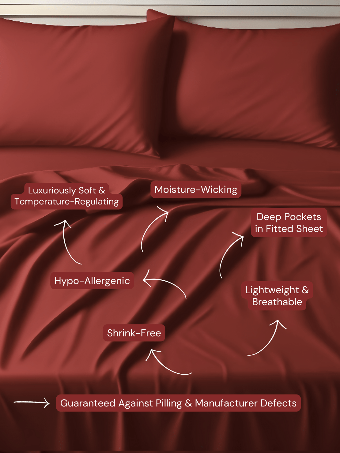 Durable Dark Red Bed Sheets with Reinforced Seams for Ultimate Comfort and Longevity from Sweet Sheets