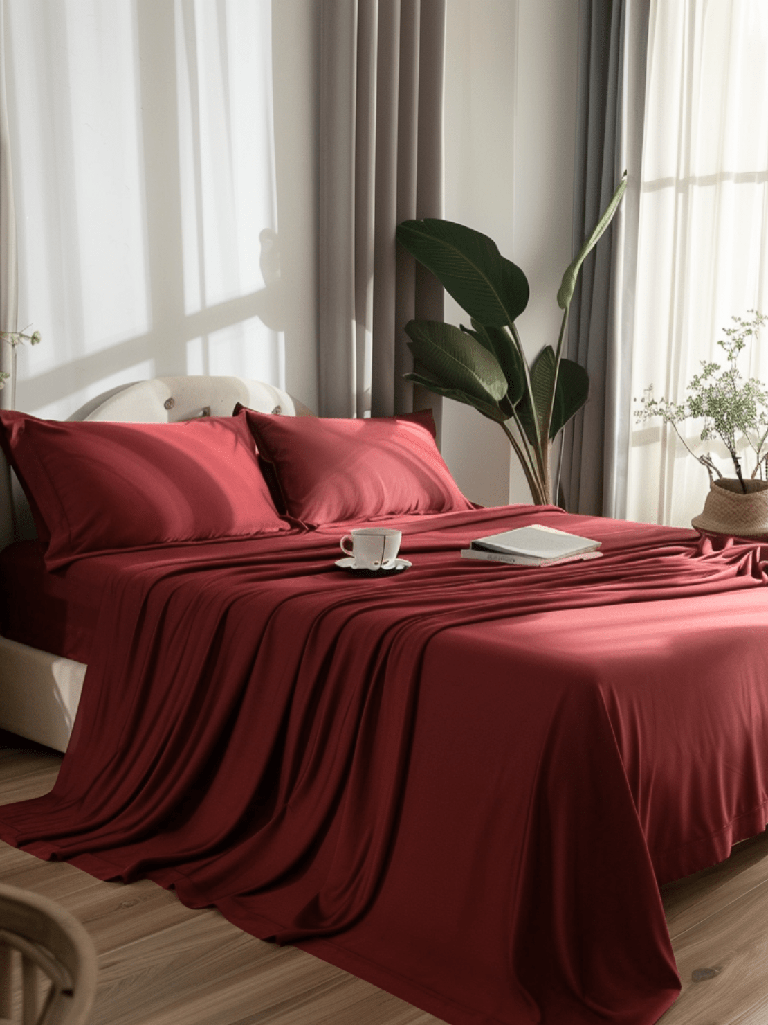 Elegant Dark Red Bed Sheets with Deep Pockets for a Secure Fit and Stylish Look from Sweet Sheets