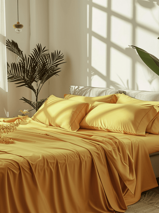 Elegant Gold dark yellow Bed Sheets with Deep Pockets for a Secure Fit and Stylish Look from Sweet Sheets