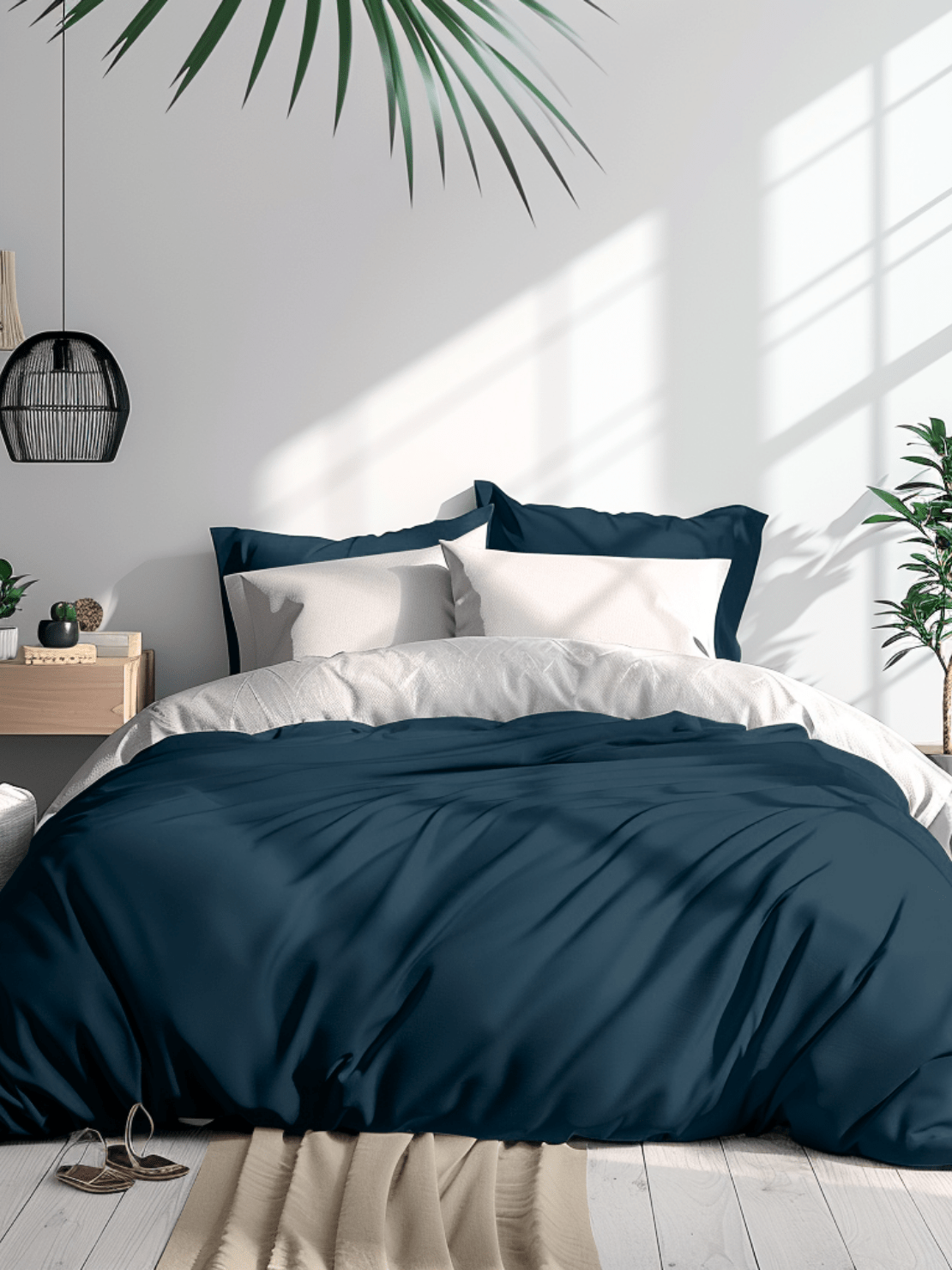 Hypoallergenic Double-Sided Duvet Covers for Sensitive Skin and Allergy Relief from Sweet Sheets Navy Blue Duvet Cover