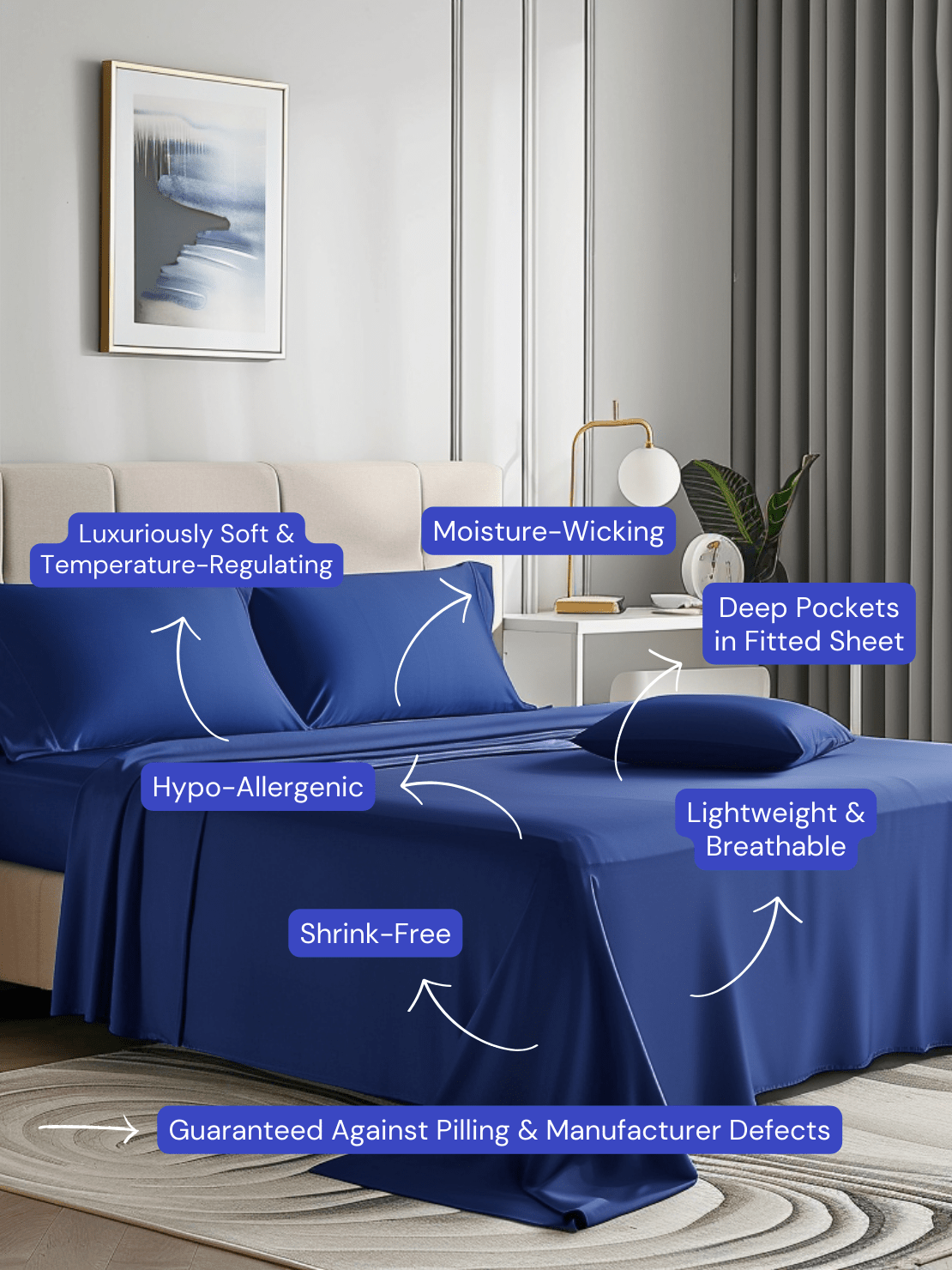 High-Quality Royal Blue Sheets Offering Ultimate Comfort and Long-Lasting Durability from Sweet Sheets