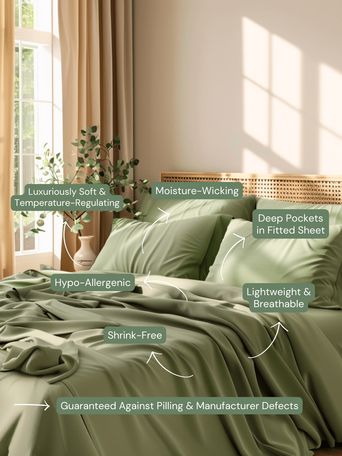 Durable Sage Green Bed Sheets with Reinforced Seams for Ultimate Comfort and Longevity from Sweet Sheets