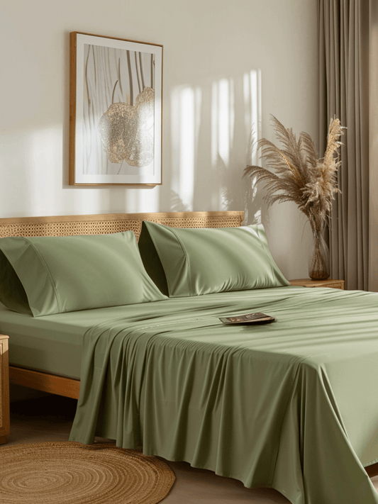 Elegant Sage Green Bed Sheets with Deep Pockets for a Secure Fit and Stylish Look from Sweet Sheets