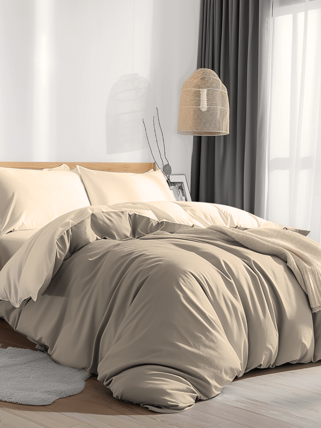 Cooling Double-Sided Duvet Covers with Breathable Fabric for Comfortable Sleep from Sweet Sheets Light Gray Duvet Cover Set